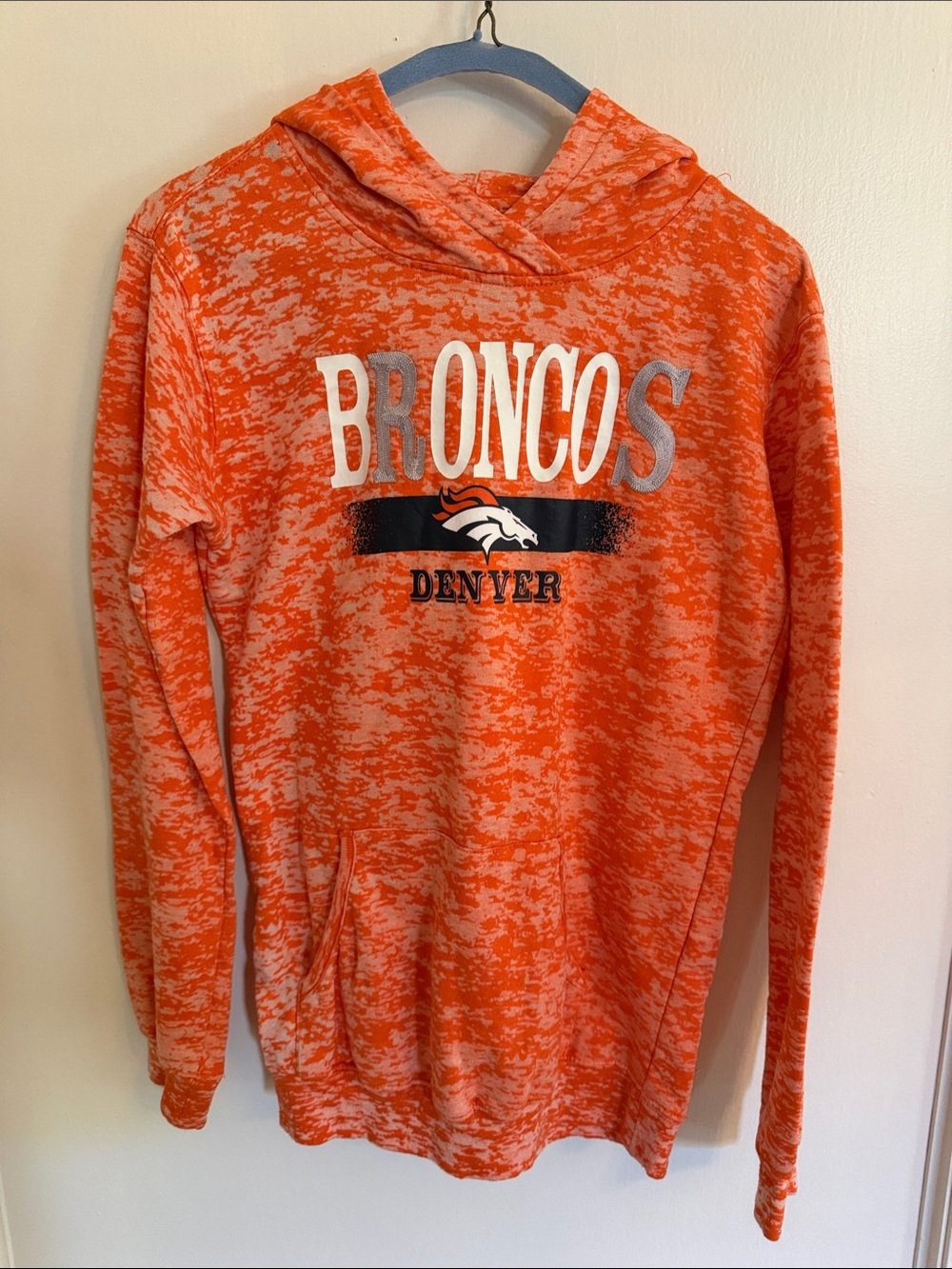 Girls XL 16 NFL Denver Broncos Orange Marled Pullover Hoodie Jersey